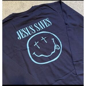 "Jesus Saves" Crew Neck Sweatshirt God Christ is Lord King Christian 2XL‎